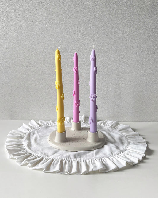 Set of 3 Bow Taper Candles
