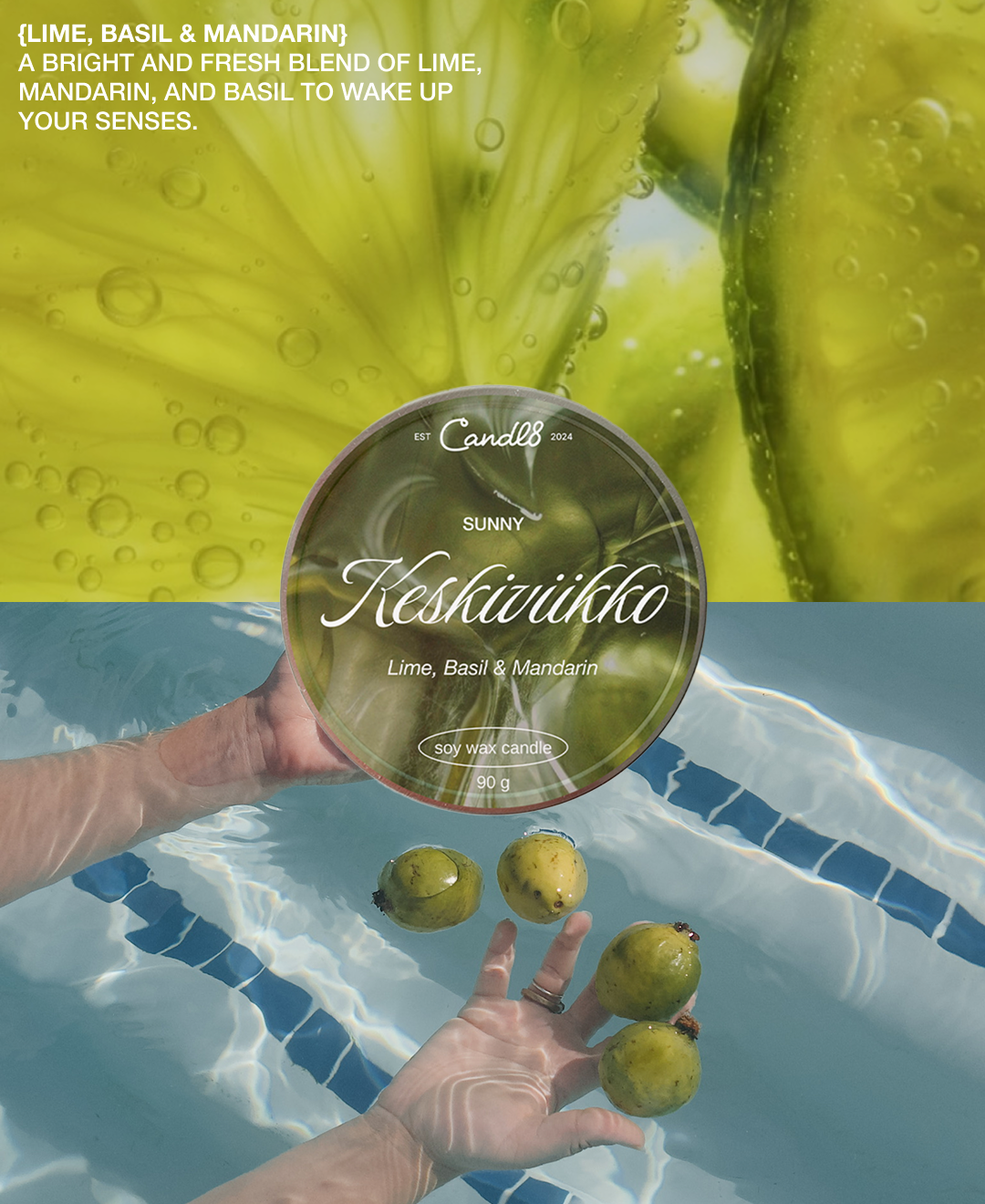 "Keskiviikko" Candle 90g - Lime Basil Lemon Scent