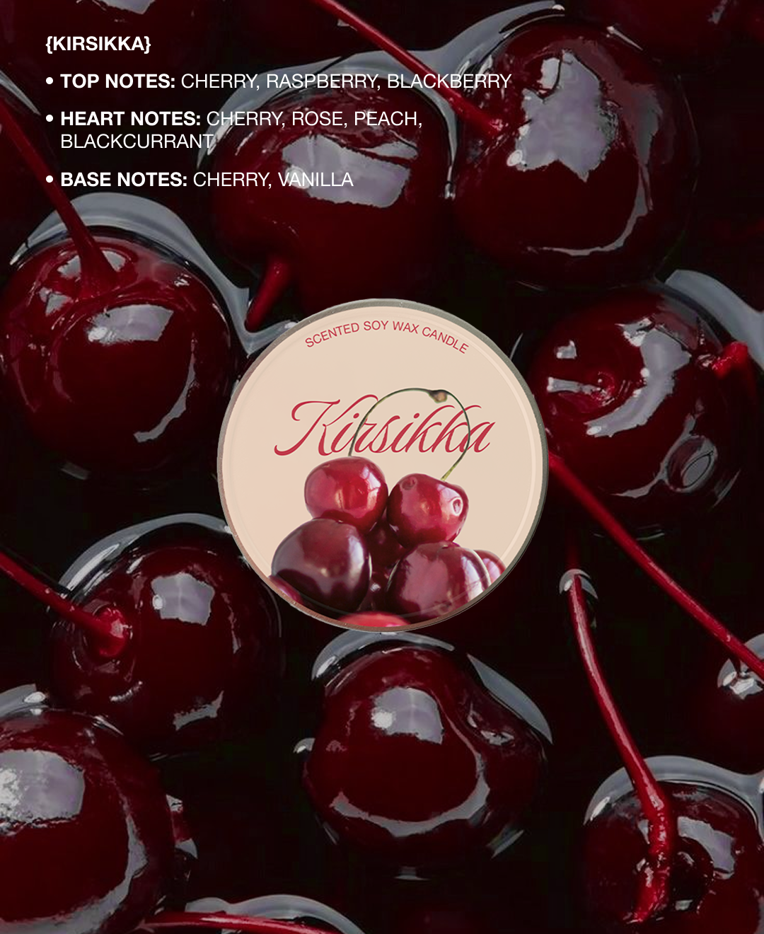 "Kirsikka" Candle 90g - Black Cherry Scent