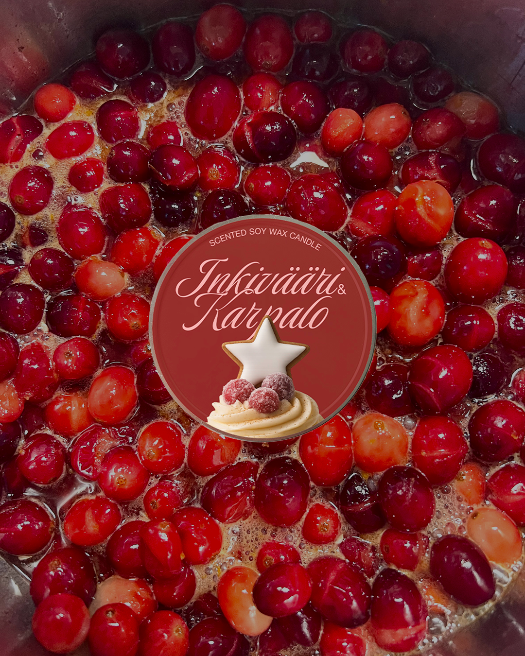 “Inkivääri & Karpalo” Candle 90g – Cranberry & Spiced Ginger Scent