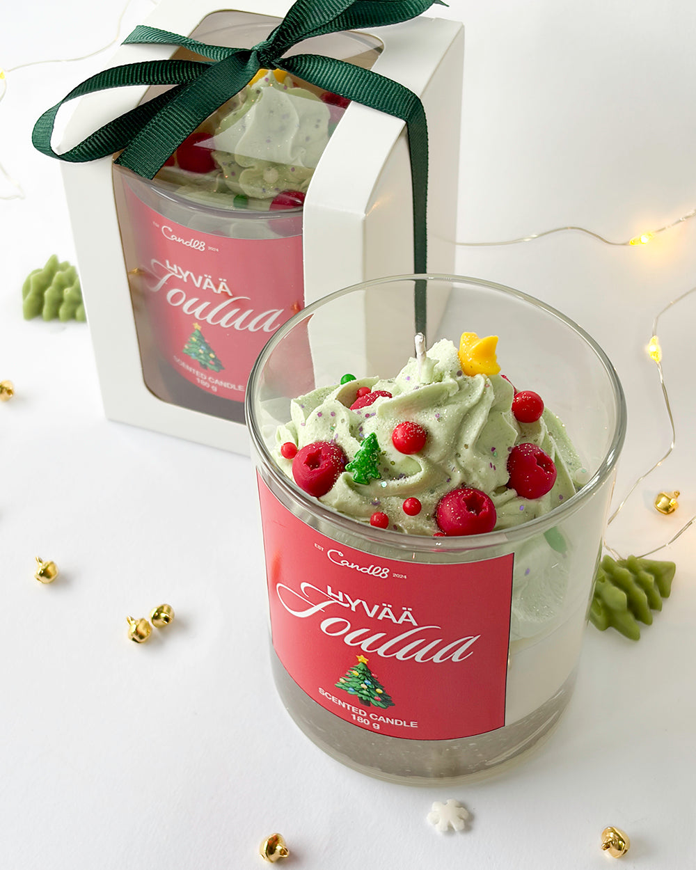 Hyvää Joulua Dessert Candle