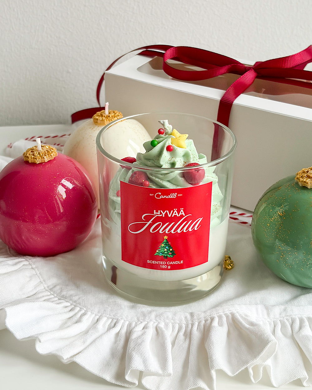 Hyvää Joulua Dessert Candle