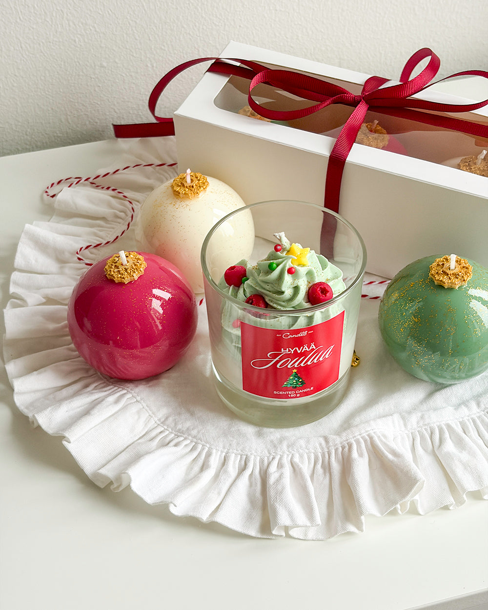 Hyvää Joulua Dessert Candle