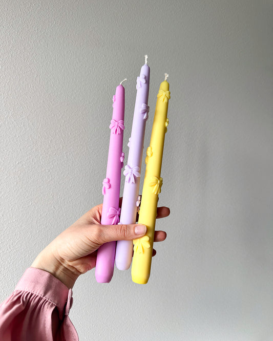 Set of 3 Bow Taper Candles